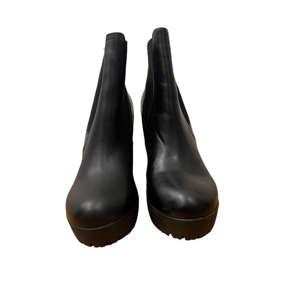 Steve Madden Amandaa Black Leather Almond Toe Platform Ankle Bootie Size 8.5 - Picture 3 of 11